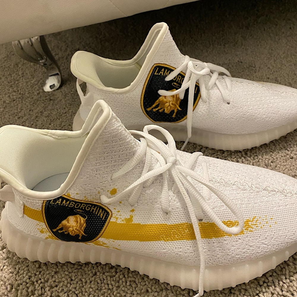 Lamborghini White Sneakers Yellow Detail
